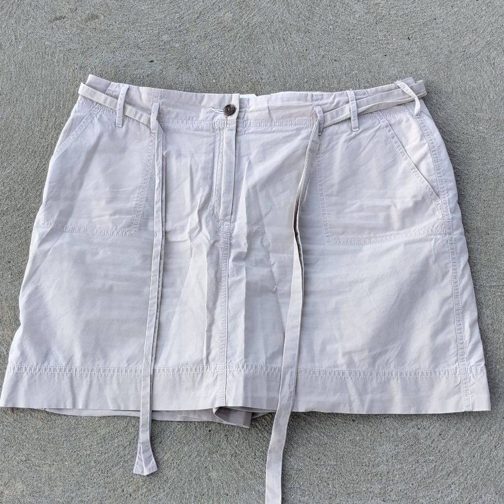 Lands' End Light Tan Khaki Cotton Skort Mini Skirt and Sash Belt 16